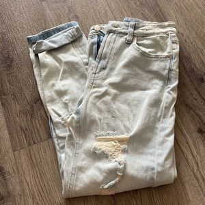 Light wash target mom jeans